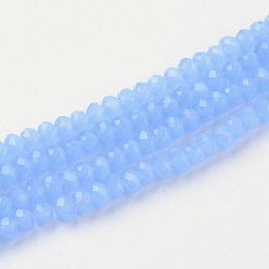 Cornflower Blue Imitation Jade Glass Beads Strands, Faceted, Rondelle, Cornflower Blue, 3x2mm, Hole: 0.5mm, about 160~165pcs/strand, 15.35 inch~15.75 inch(39~40cm)