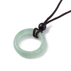 Aventurine Verte Collier pendentif anneau en aventurine verte naturelle avec cordon en nylon pour femme, 27.95 pouce (71 cm)