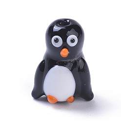 Черный Бусины лэмпворк , мультфильм пингвин, чёрные, 19.5x16.5x14 мм, отверстие : 1.8 мм