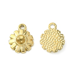 Real 14K Gold Plated 304 Stainless Steel Pendant Rhinestone Settings, Flower, Real 14K Gold Plated, Fit for 2.8mm Rhinestone, 11x8.7x2.3mm, Hole: 1.4mm