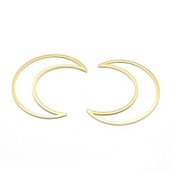 Real 18K Gold Plated Brass Linking Rings, Lead Free & Cadmium Free & Nickel Free, Moon, Real 18K Gold Plated, 49x40x1mm