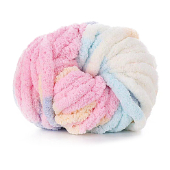 Colorful Polyester Wool Jumbo Chenille Yarn, Premium Soft Giant Bulky Chunky Arm Hand Finger Knitting Yarn, for Handmade Braided Knot Pillow Throw Blanket, Colorful, 20mm, about 27m/roll