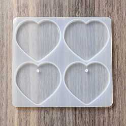 Corazón Adornos de bricolaje para clips moldes de silicona, moldes de resina, Para la fabricación de artesanías de resina uv y resina epoxi., patrón del corazón, 101x110x6 mm, agujero: 2.5 mm, diámetro interior: 45x49x5.5 mm