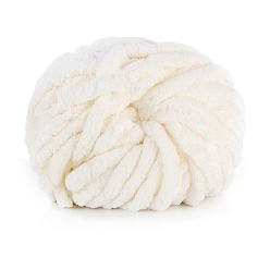WhiteSmoke Polyester Wool Jumbo Chenille Yarn, Premium Soft Giant Bulky Chunky Arm Hand Finger Knitting Yarn, for Handmade Braided Knot Pillow Throw Blanket, WhiteSmoke, 20mm, about 27m/roll