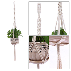 Snow Cotton Macrame Plant Hangers, Boho Style Hanging Planter Baskets, Wall Decorative Flower Pot Holder, Snow, 1100x27mm, Hole: 40mm