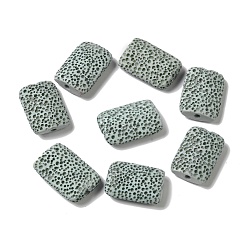 Aqua Resin Imitation Lava Rock Beads, Rectangle, Aqua, 28~30x19.5~20.5x7~7.5mm, Hole: 2.8mm