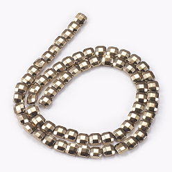 Antique Bronze Plated Electroplated Non-magnetic Synthetic Hematite Beads Strands, Faceted, Square, Antique Bronze Plated, 8x8x3mm, Hole: 0.5mm, about 50pcs/strand, 15.9 inch(40.5cm)