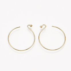 Real 18K Gold Plated Brass Earring Hooks, Real 18K Gold Plated, 24~26x21~24mm, 21 Gauge, Pin: 0.7mm