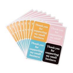 Mixed Color Thank You Sticker, Self Adhesive Stickers, Rectangle with Word Thank You for Supporting My Small Business, Mixed Color, 13x10.8x0.01cm, 25 sheets/bag
