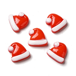 Red Christmas Opaque Resin Cabochons, Christmas Hat, Red, 17x17x6mm