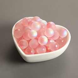 Light Coral Czech Glass Beads, No Hole, with Glitter Powder, Round, Light Coral, 12mm