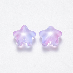 Colorido Perlas de vidrio transparentes, estrella, colorido, 8x8.5x4 mm, agujero: 1 mm