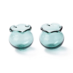 Aqua Glass Bead Cone for Wind Chimes Making, Campanula Medium L, Aqua, 15x16mm, Hole: 2.7mm