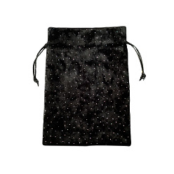 Noir Pochettes à cordon de rangement pour bijoux en velours avec strass, sacs à bijoux rectangulaires, pour le stockage d'articles de sorcellerie, noir, 180x130mm