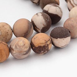 Jaspe Zébré Dépoli rondes zébrées naturelle perles de jaspe, 6mm, Trou: 1mm, Environ 65 pcs/chapelet, 14.9 pouce