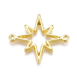 Golden Alloy Open Back Bezel Links Connectors, For DIY UV Resin, Epoxy Resin, Pressed Flower Jewelry, Star, Golden, 20.5x24x1.5mm, Hole: 1mm