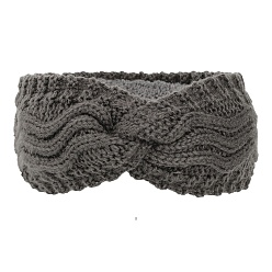 Gray Polyacrylonitrile Fiber Yarn Warmer Headbands with Velvet, Soft Stretch Thick Cable Knit Head Wrap for Women, Gray, 245x100mm