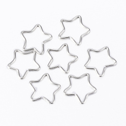 Stainless Steel Color 304 Stainless Steel Keychain Clasp Findings, Star, Stainless Steel Color, 11.5x12x0.8mm