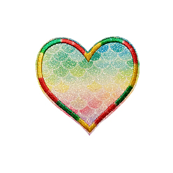Colorful Computerized Embroidery Cloth Iron on/Sew on Patches, Costume Accessories, Heart, Colorful, 65x65mm