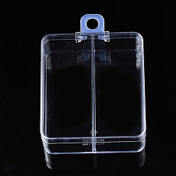 Clear Polystyrene Bead Storage Containers, with Cover and 2 Grids, for Jewelry Beads Small Accessories, Rectangle, Clear, 7.9x6.6x2.5cm, Hole: 8mm, compartment: 30.5x71mm