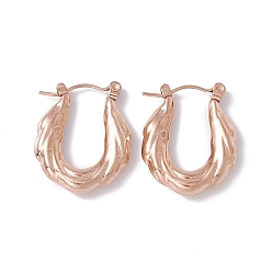 Rose Gold Ion Plating(IP) 304 Stainless Steel Thick Hoop Earrings for Women, Rose Gold, 23x18.5x4mm, Pin: 0.6mm