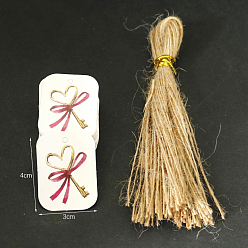 Key Valentine's Day Rectangle Paper Gift Tags, Hange Tag, with Hemp Rope, Key Pattern, 4x3cm, Rope: 25cm, about 100pcs/set