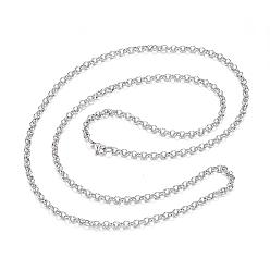 Stainless Steel Color 304 Stainless Steel Necklaces, Rolo Chain Necklaces, Stainless Steel Color, 29.53x0.16x0.06 inch(75x0.4x0.15cm)