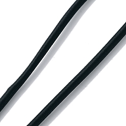 Noir Cordons de tube en plastique rond, recouvert de ruban de soie, noir, 450~480x3~3.5mm