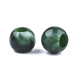 Темно-Зеленый Акриловые бусины, Стиль имитация драгоценных камней, рондель, темно-зеленый, 11.5x9.5 мм, Отверстие : 5.5 мм , около 760 шт / 500 г