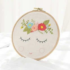 Tomato Flower Pattern DIY Embroidery Kit, including Embroidery Needles & Thread, Cotton Linen Cloth, Tomato, 270x270mm