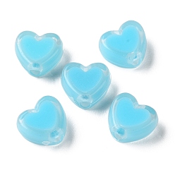 Bleu Ciel Foncé Perles acryliques de coeur, Perle en bourrelet, bleu profond du ciel, 7x8x4mm, Trou: 1.8mm, environ2777 pcs / 500 g