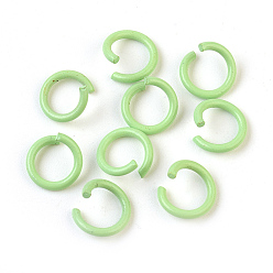 Бледно-Зеленый Железные соединительные колечки, открытые кольца прыжок, бледно-зеленый, 17 датчик, 8~8.5x1.2 мм, Внутренний диаметр: 5~6 мм