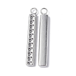 Stainless Steel Color 304 Stainless Steel Pendant Cabochon Settings, Rectangle Charm, Bar Charm, Stainless Steel Color, Fit: 1.2mm Rhinestone, 25x3.5x1.8mm, Hole: 1.8mm