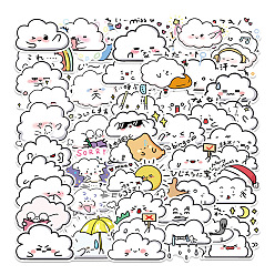 White 50Pcs PVC Self-Adhesive Cartoon Cloud Stickers, Waterproof Cute Cloud Decals for Party Decorative Presents, Art Craft, White, 40~75mm