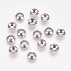 Stainless Steel Color Apetalous 201 Stainless Steel Bead Caps, Stainless Steel Color, 8x2.5mm, Hole: 0.8mm