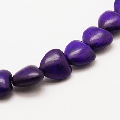 Indigo Heart Synthetic Turquoise Beads Strands, Dyed, Indigo, 12x12x5mm, Hole: 1mm, about 36pcs/strand, 15.7 inch