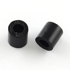 Noir Mini-perles de Melty fusionnent perles recharges, Tube, noir, 3~3.3x2.5~2.6 mm, environ 40000 pcs / 500 g