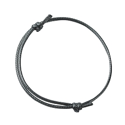 Negro Cable de la toma de la pulsera de poliéster encerado coreano, para suministros de joyería, negro, de diámetro ajustable: 40~70 mm