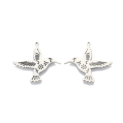 Stainless Steel Color 201 Stainless Steel Pendants, Birds, Stainless Steel Color, 27.5x30.5x1.5mm, Hole: 1.2mm