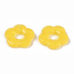 Gold Imitation Jelly Acrylic Beads, Flower, Gold, 25.5x26x5mm, Hole: 1.6mm, about 240pcs/500g