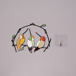 Colorful Alloy Enamel Pendant Decoration, with Plastic Adhesive Hook, Bird, Colorful, 149x183x3mm, Hole: 5mm