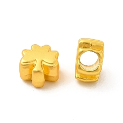 Matte Gold Color Rack Plating Alloy European Beads, Large Hole Beads, Lead Free & Cadmium Free & Nickel Free, Clover, Matte Gold Color, 10.5x9.5x6.5mm, Hole: 4.7mm