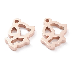 Rose Gold Ion Plating(IP) 304 Stainless Steel Charms, Laser Cut, Dog, Rose Gold, 12x11.5x1.5mm, Hole: 1.4mm