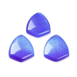 Royal Blue Cat Eye Pendants, Triangle Charms, Royal Blue, 45.5x35x7.5mm, Hole: 1.4mm