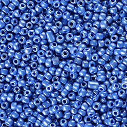 Bleu Bleuet Perles de rocaille en verre, couleurs opaques lustered, ronde, bleuet, 3mm, trou: 1 mm, environ 10000 pièces / livre