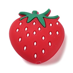 Rouge Perles focales en silicone écologique de qualité alimentaire à la fraise, perles à mâcher pour les jouets de dentition, Diy soins infirmiers colliers faisant, rouge, 27x25x5mm, Trou: 2.3mm
