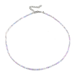 Prune Collier de perles de verre bling pour femme, prune, 16.93 pouce (43 cm)