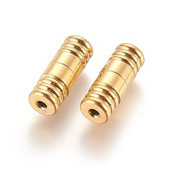 Golden 304 Stainless Steel Screw Clasps, Ion Plating (IP), Column, Golden, 18x7mm, Hole: 2mm
