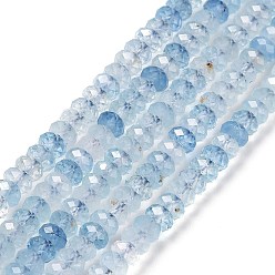 Aquamarine Natural Aquamarine Bead Strands, Faceted, Rondelle, 4x2mm, Hole: 0.7mm, about 157pcs/strand, 15.55 inch(39.5cm)