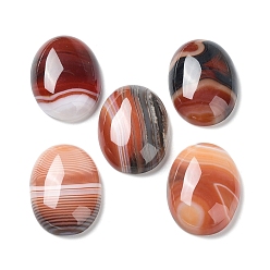 Dark Red Natural Striped Agate/Banded Agate Cabochons, Dyed & Heated, Oval, Dark Red, 24.5~25x18x6.5~7mm